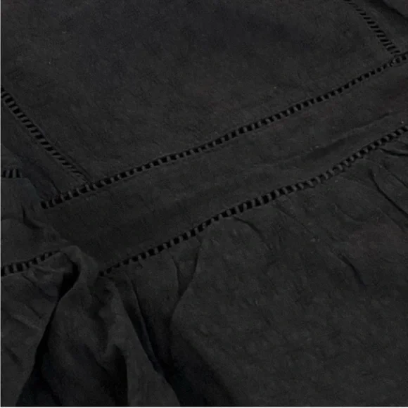 🌸Boho Drop Waist Puffy Sleeved Black Top in Cotton.  1 Sm, 1 Med, 1 Lrg - Picture 4 of 6